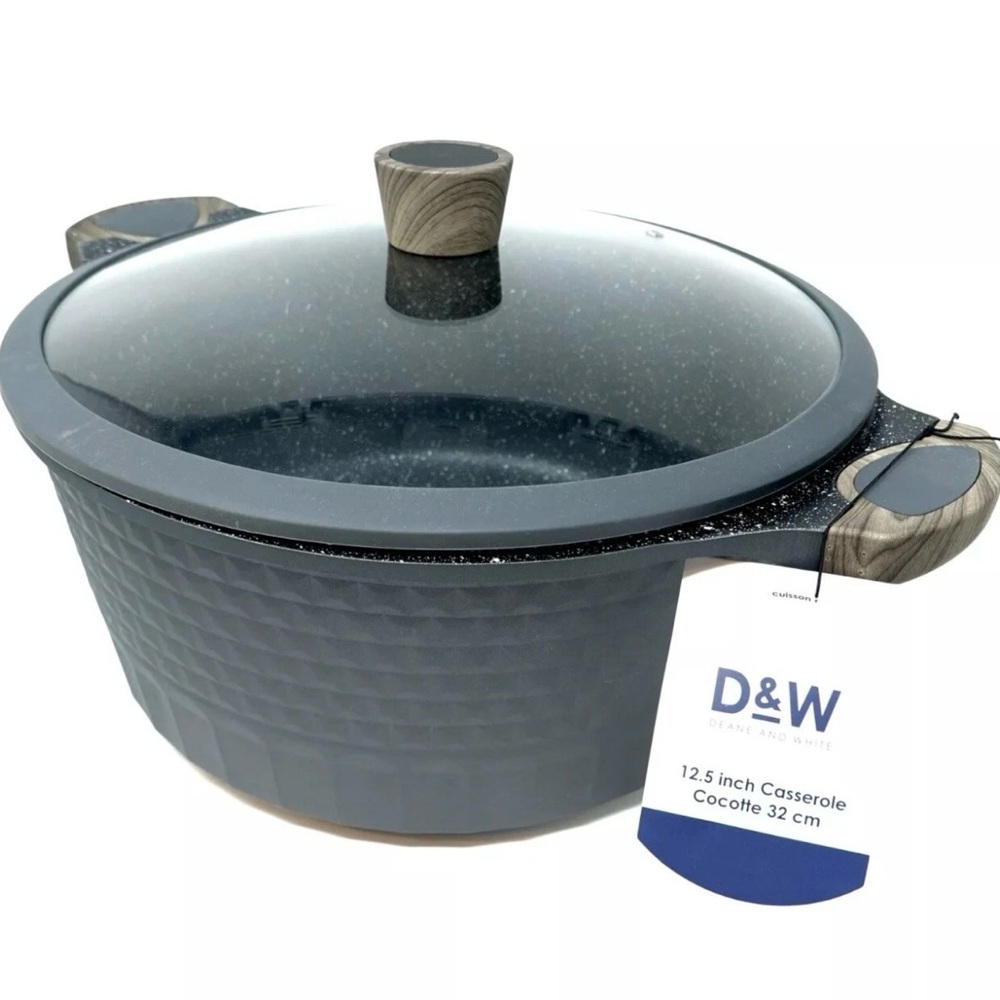 D&W Pot/Casserole 12.5" Inch,10.3 Qt With Lid Big Party Size Nonstick Cookware